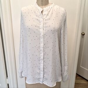 Heart Print Button Up Blouse